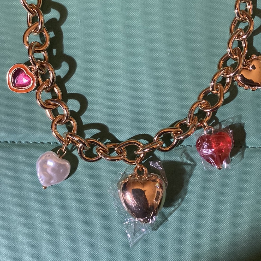 a new day Gold Heart Charm Necklace with Red and White Accents - Picture 6 of 9